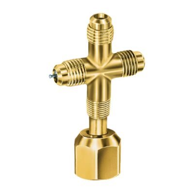 1/4", FE SAE Swivel Nut x Access Swivel Cross With Depressor