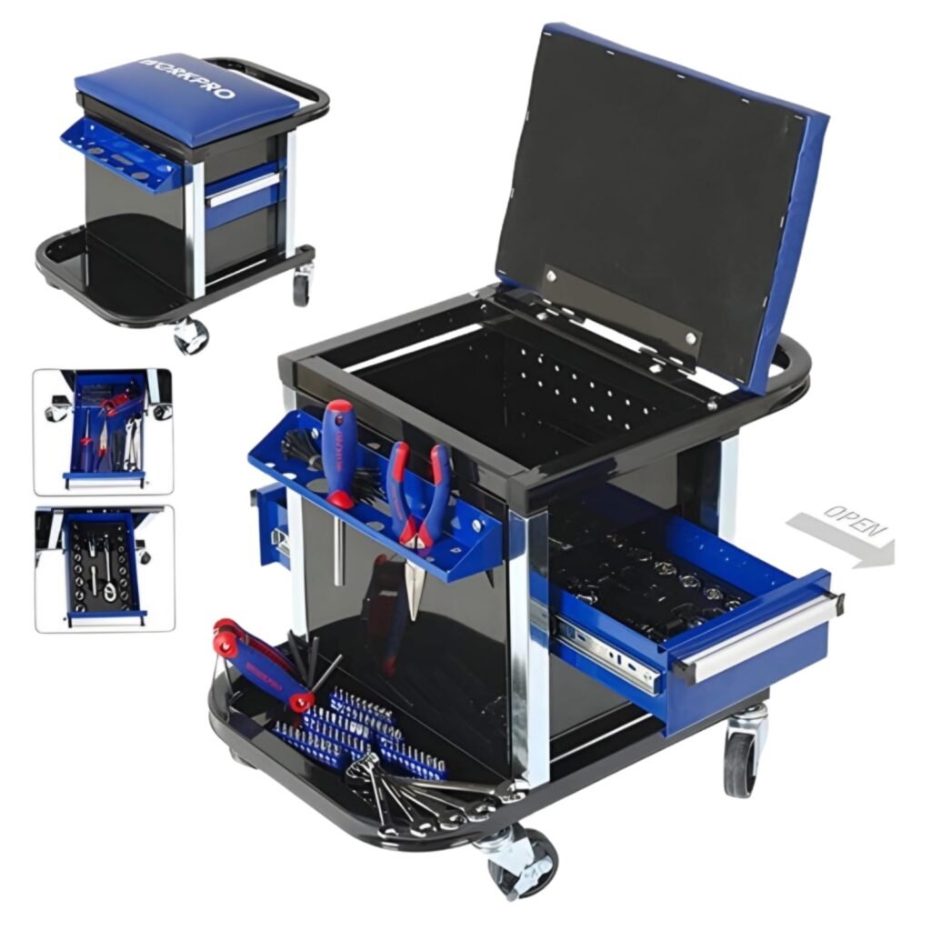 136-piece tool cart, with seat